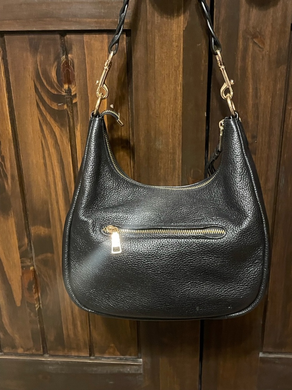 Coach Black Pebbled Leather Shoulder Hobo with Gold Hardware - Picture 2 of 5